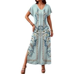 NWT Shall We Women's Boho Mint Green Floral Shift Dress Size XL‎